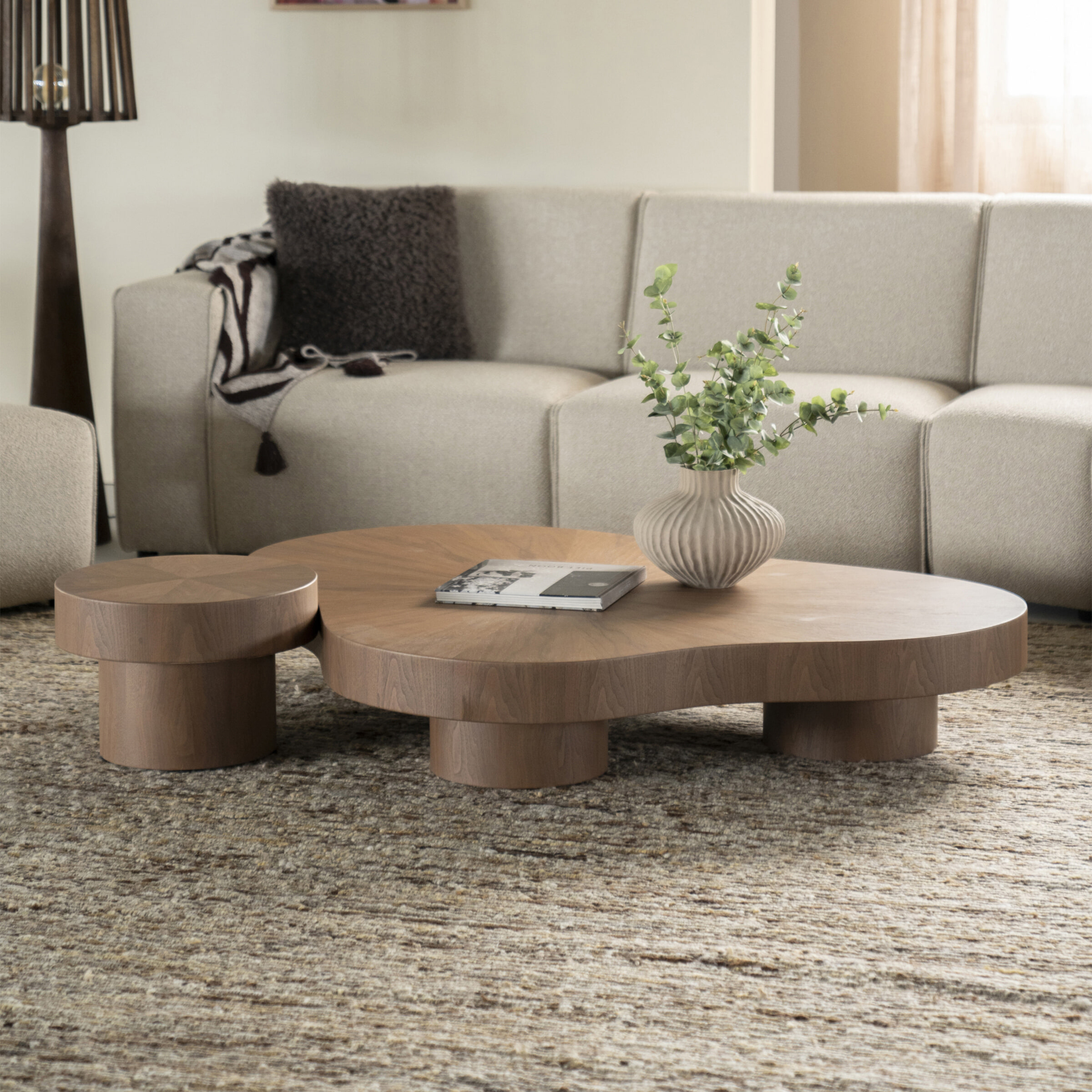 Eleonora Organische Salontafel Bobbie Naturel Walnoot, Set van 2 stuks