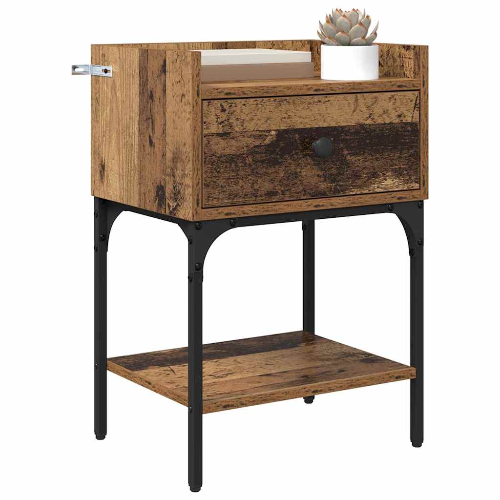 vidaXL Nachtkastje 2 pcs Oud hout 40 x 29 x 60 cm Bewerkt hout