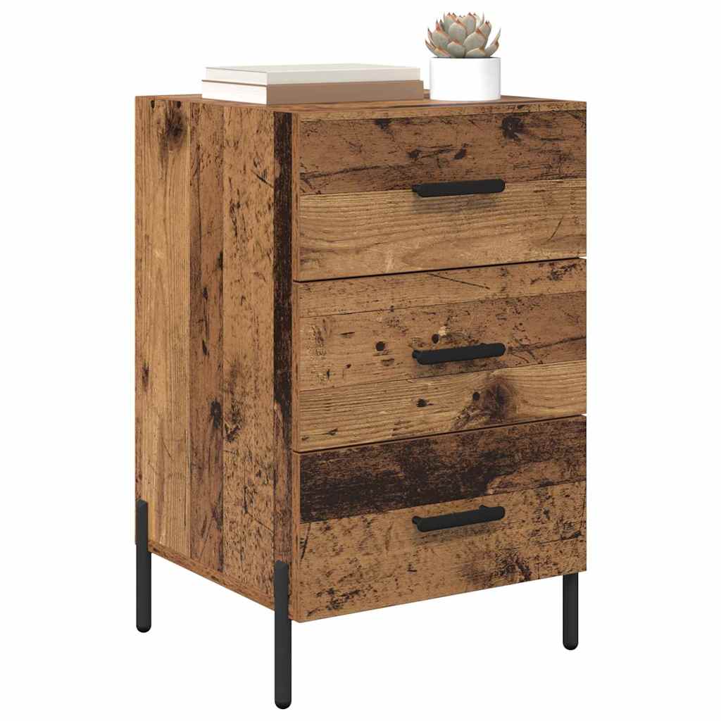vidaXL Nachtkastje met lade Oud hout 40 x 40 x 66 cm Bewerkt hout