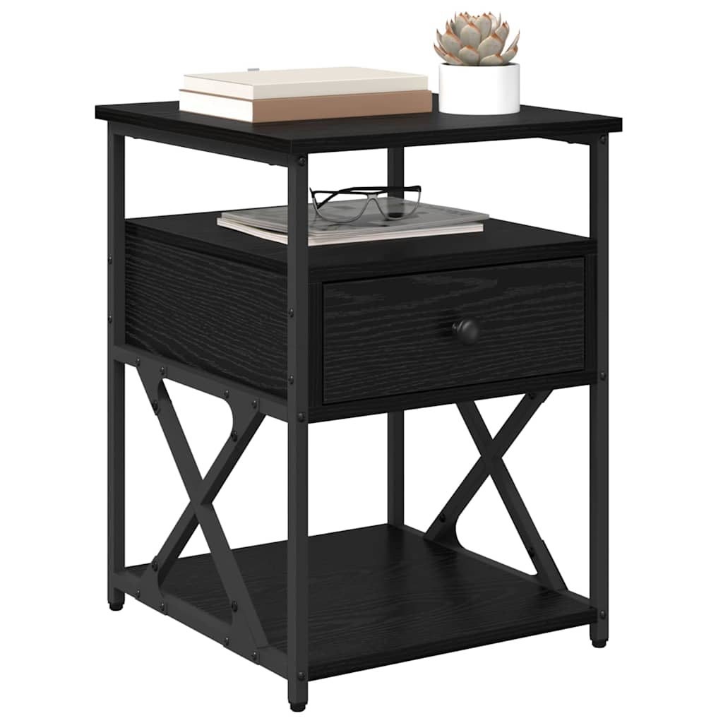 vidaXL Nachtkastje 2 pcs Zwart eiken 40 x 42 x 55 cm Bewerkt hout