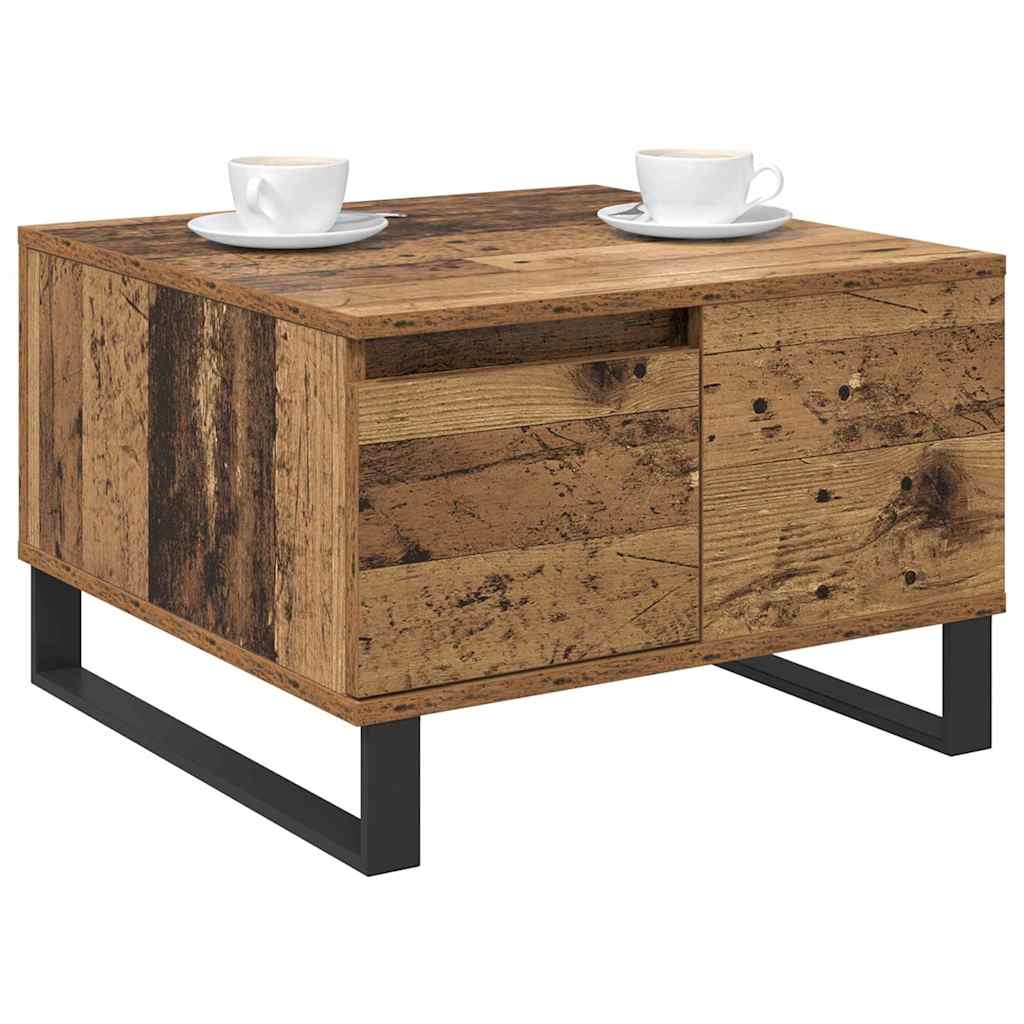 vidaXL Salontafel met lade Oud hout 55 x 55 x 36,5 cm Bewerkt hout