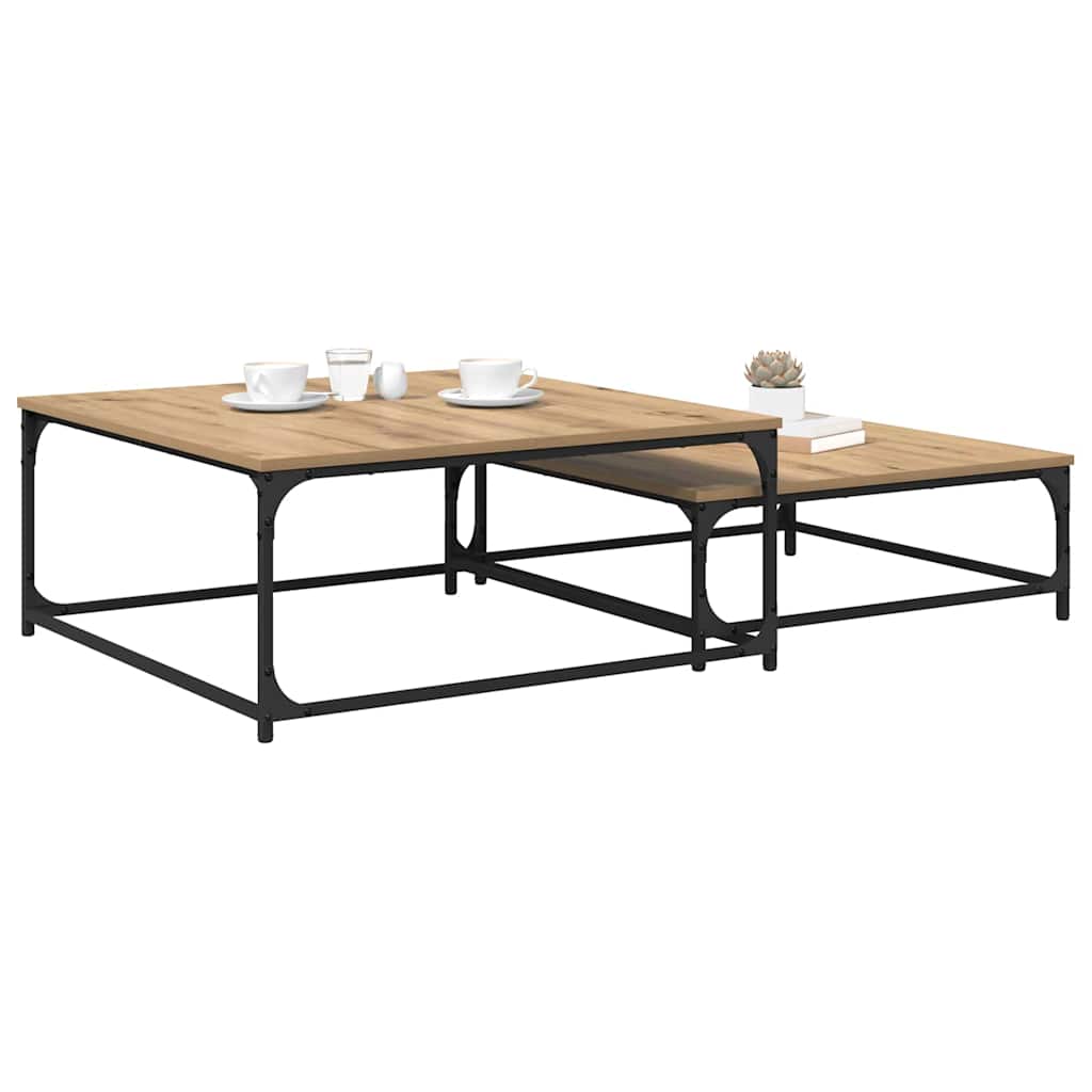 vidaXL Nesting Koffietafel 2 pcs artisanaal eikenkleurig