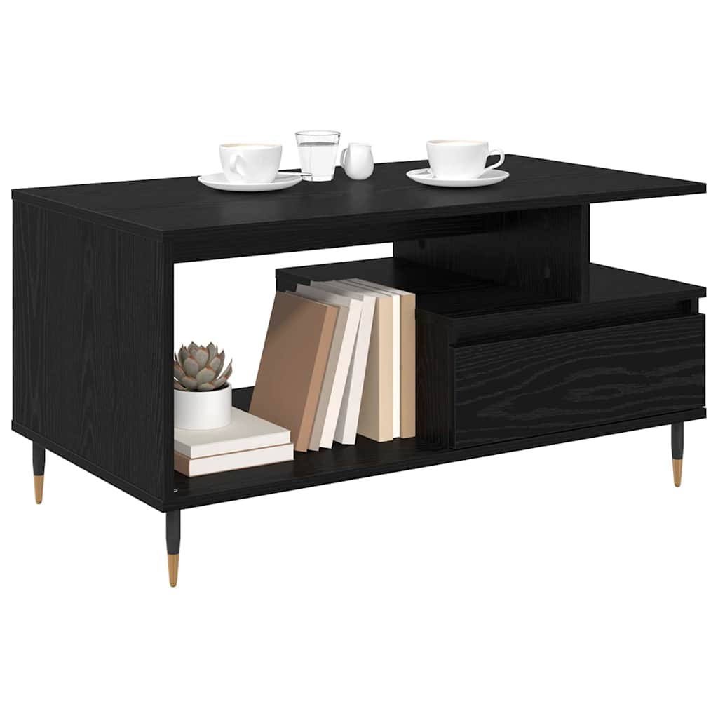 vidaXL Salontafel met lade Zwart eiken 90 x 49 x 45 cm Bewerkt hout