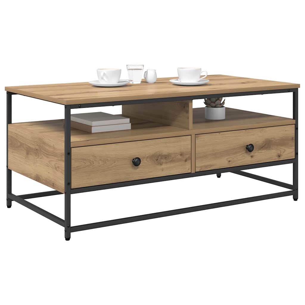 vidaXL Salontafel met lade artisanaal eikenkleurig 100 x 51 x 45 cm