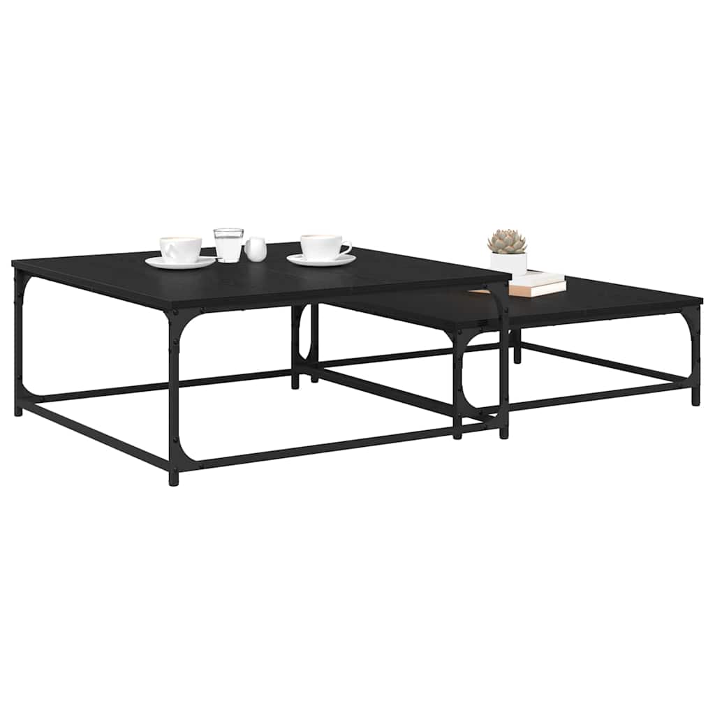 vidaXL Nesting Koffietafel 2 pcs Zwart eiken 80 x 8035 x cm