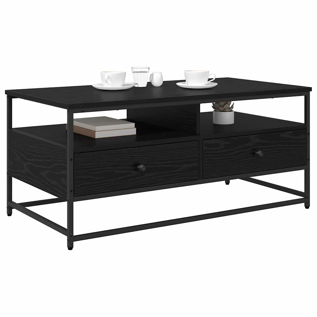 vidaXL Salontafel met lade Zwart eiken 100 x 51 x 45 cm Bewerkt hout