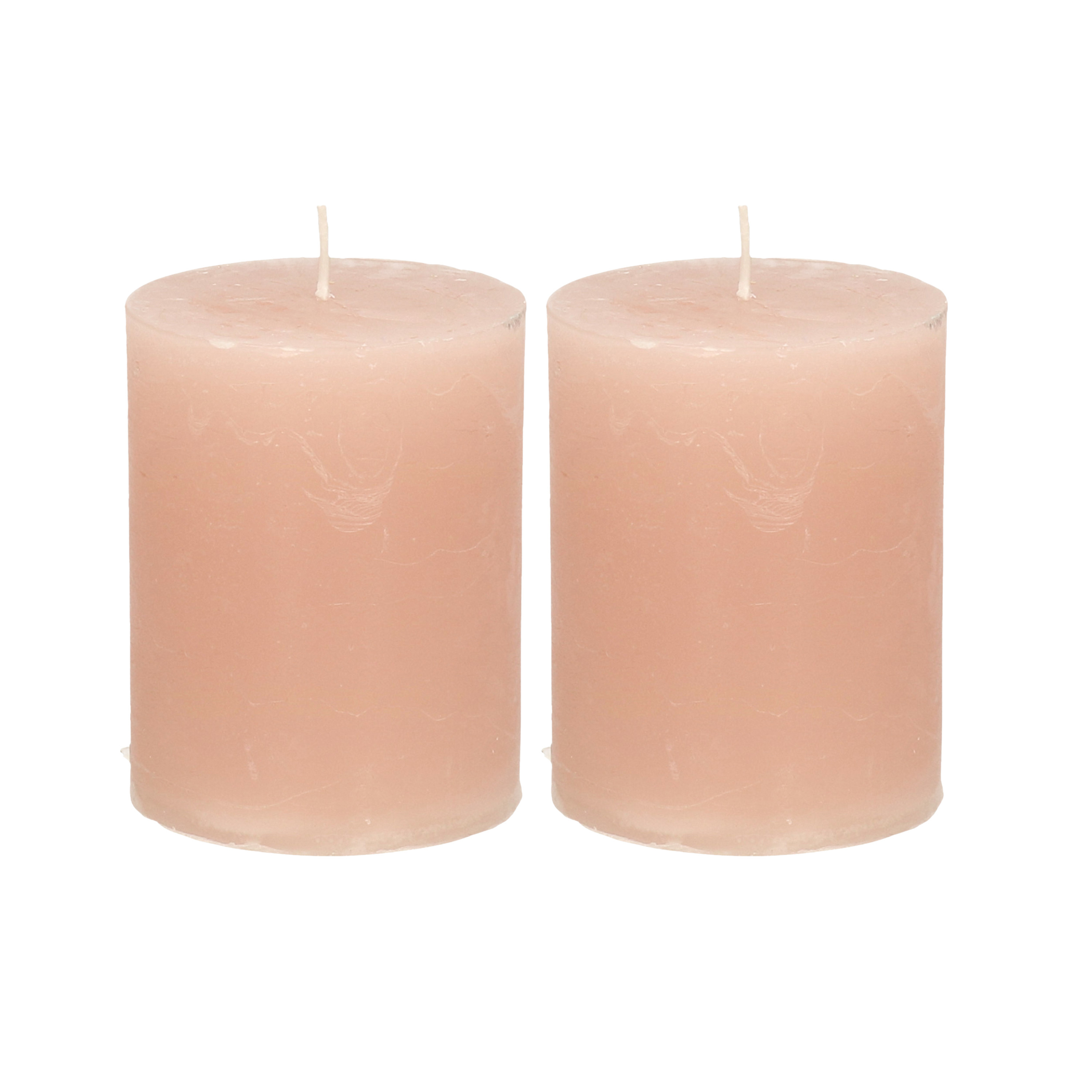 Atmosphera Stompkaars - 2x - taupe - 7 x 9 cm - cilinderkaars - middel rustiek model -