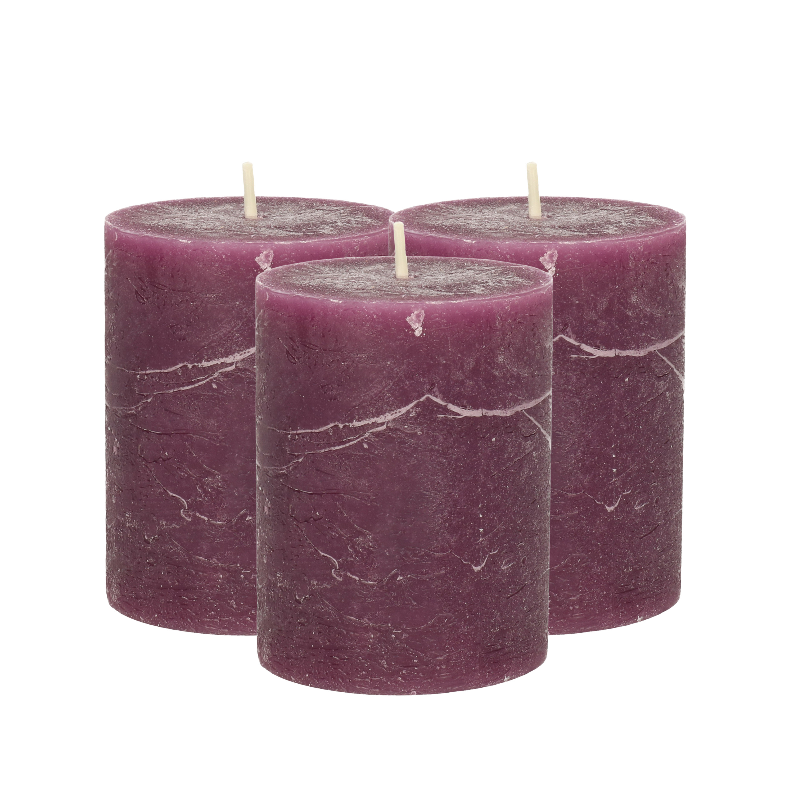 Atmosphera Atmospera Stompkaars/cilinderkaars - 3x - bordeaux rood - 7 x 9 cm - middel rustiek model -