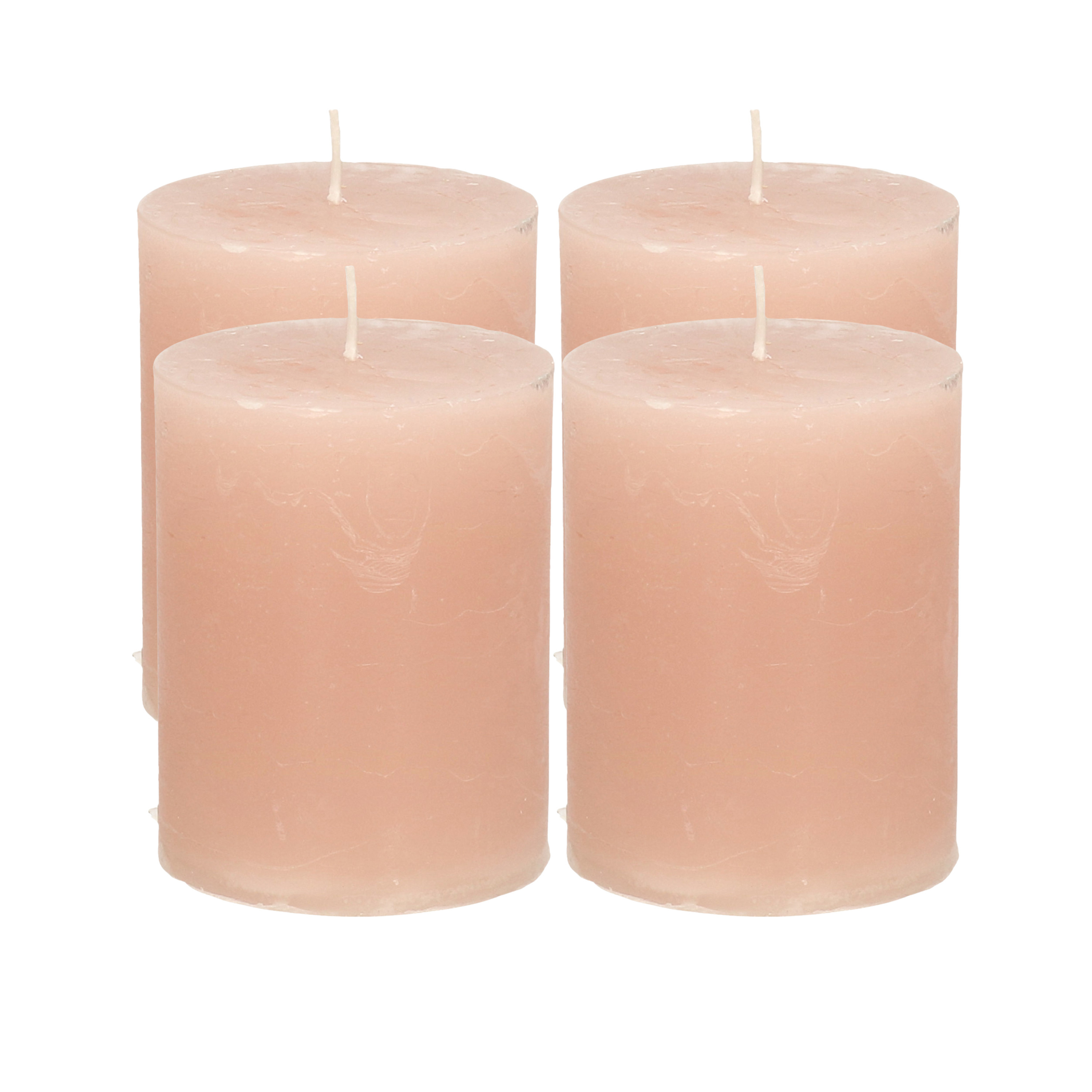 Atmosphera Stompkaars - 4x - taupe - 7 x 9 cm - cilinderkaars - middel rustiek model -