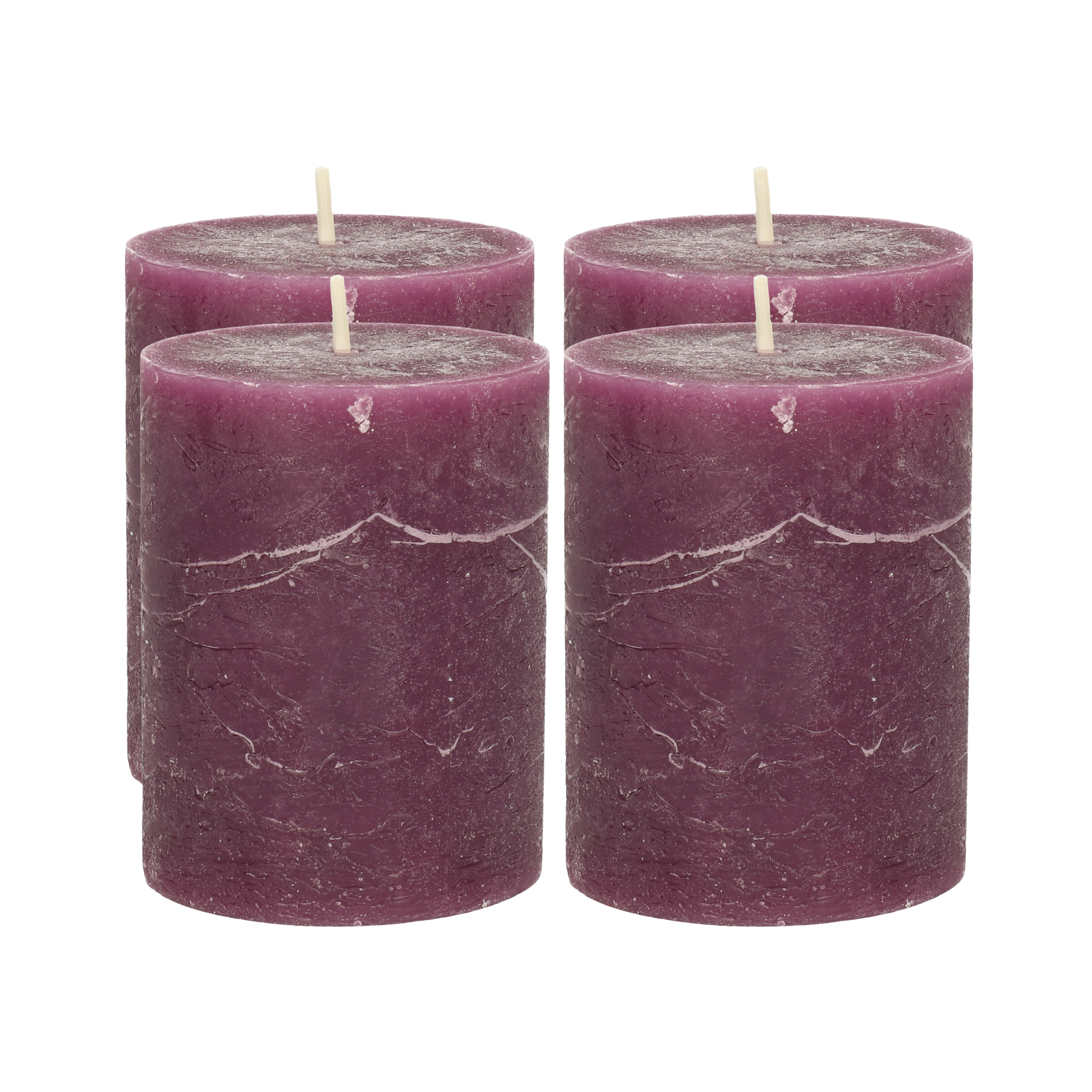Atmosphera Atmospera Stompkaars/cilinderkaars - 4x - bordeaux rood - 7 x 9 cm - middel rustiek model -