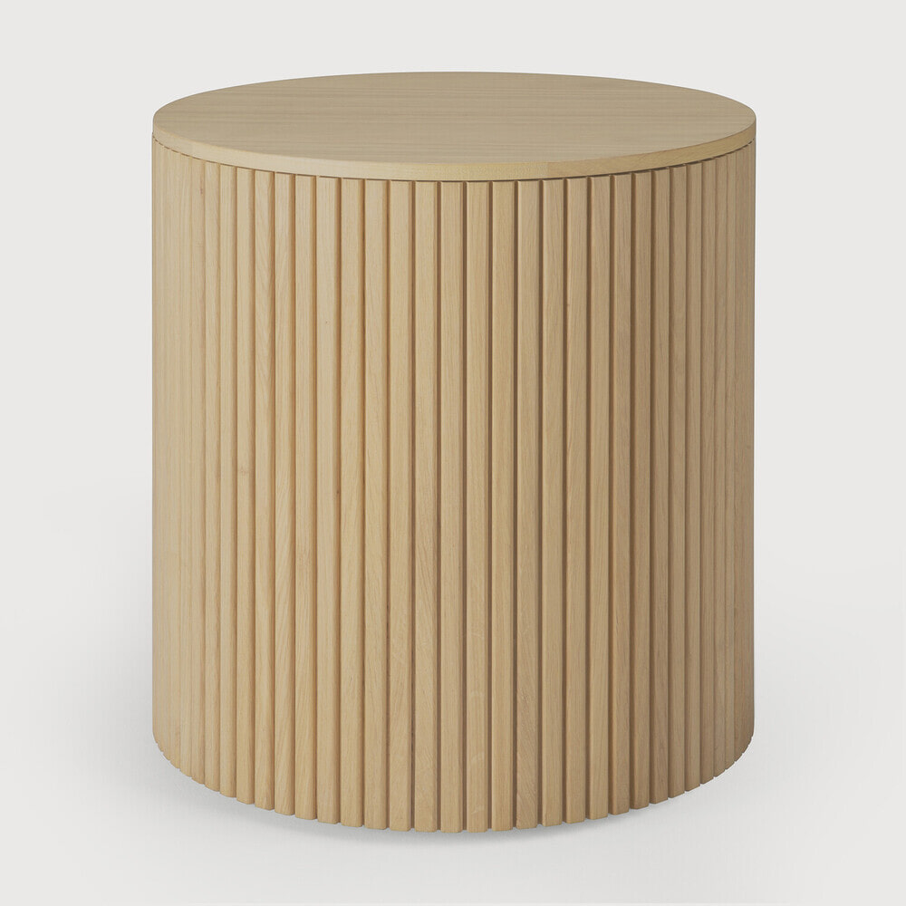 Ethnicraft Ronde Bijzettafel Roller Max Geolied Eikenhout, 40cm - Naturel