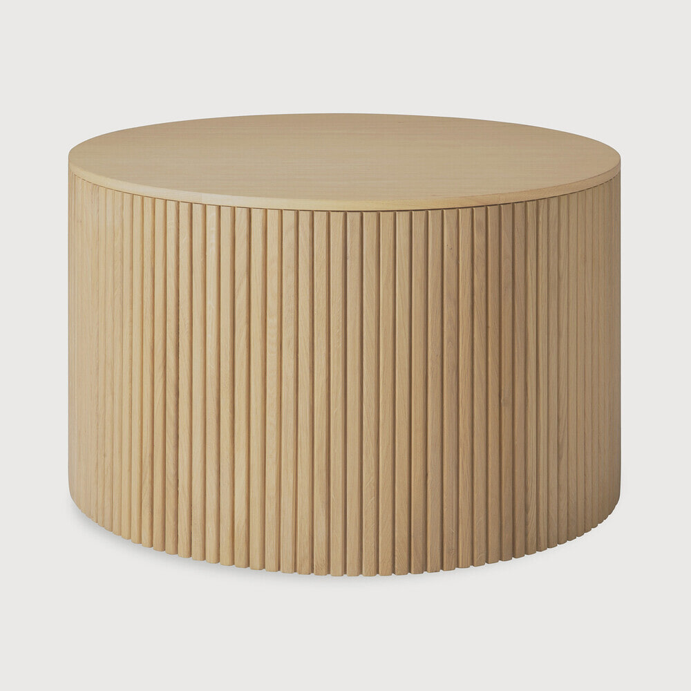 Ethnicraft Ronde Salontafel Roller Max Geolied Eikenhout, 60cm - Naturel