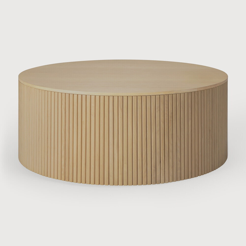 Ethnicraft Ronde Salontafel Roller Max Geolied Eikenhout, 80cm - Naturel