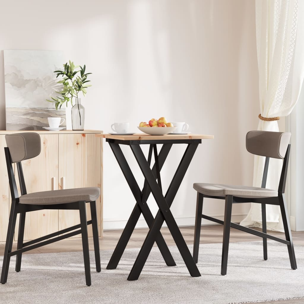 vidaXL Eettafel X-frame 50x50x75 cm massief grenenhout en staal