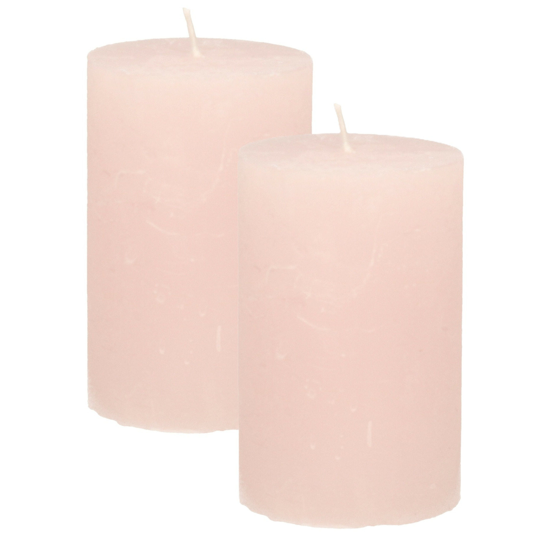 Atmosphera Stompkaars - 2x - licht roze - 5 x 8 cm - klein rustiek model - cilinderkaars - kaars -