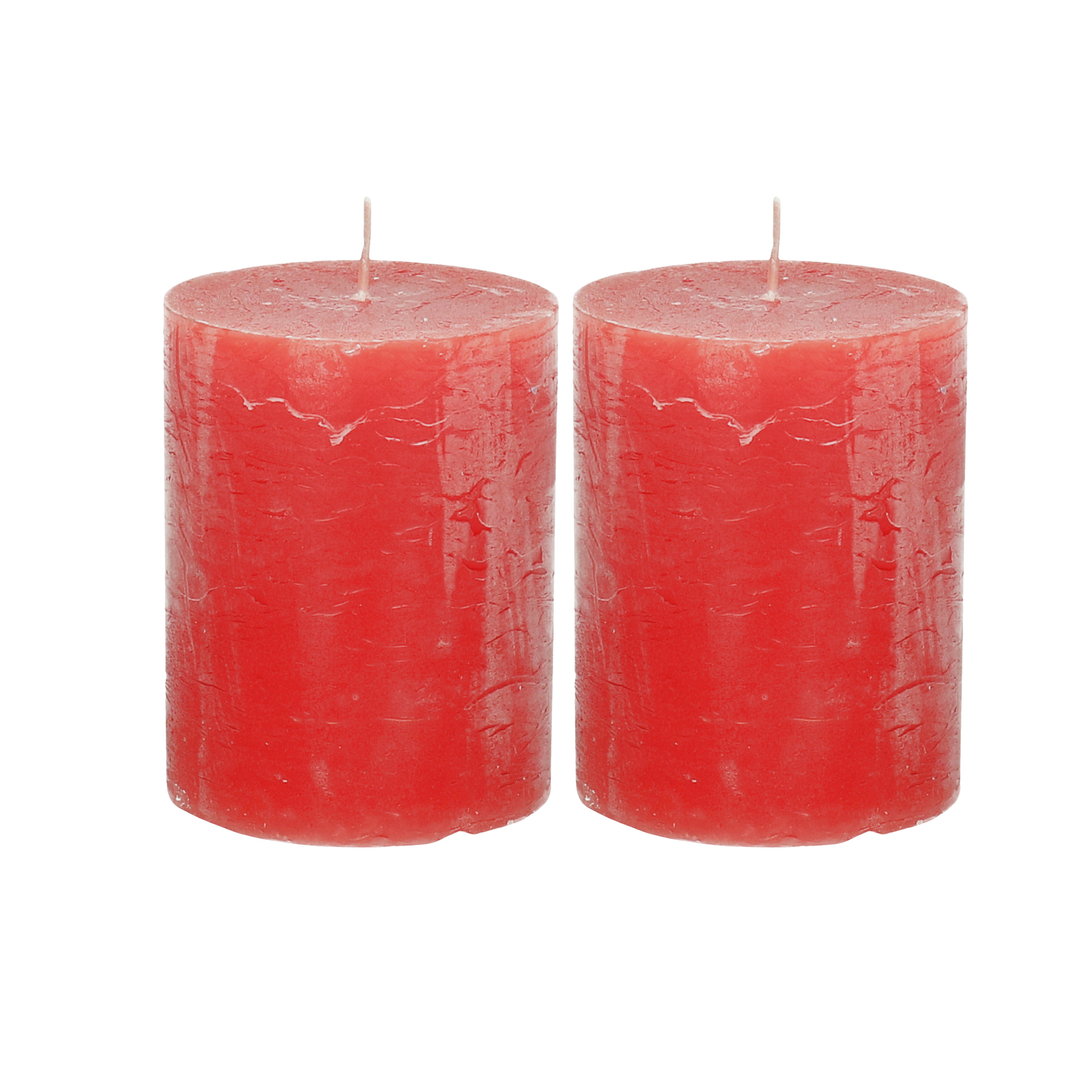 Atmosphera Stompkaars/cilinderkaars - 2x - rood - 7 x 9 cm - middel rustiek model -