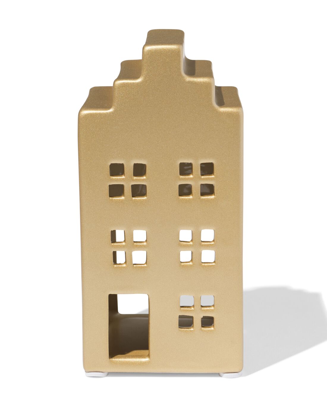 HEMA Theelichthouder 7x14.3cm keramiek huisje goud