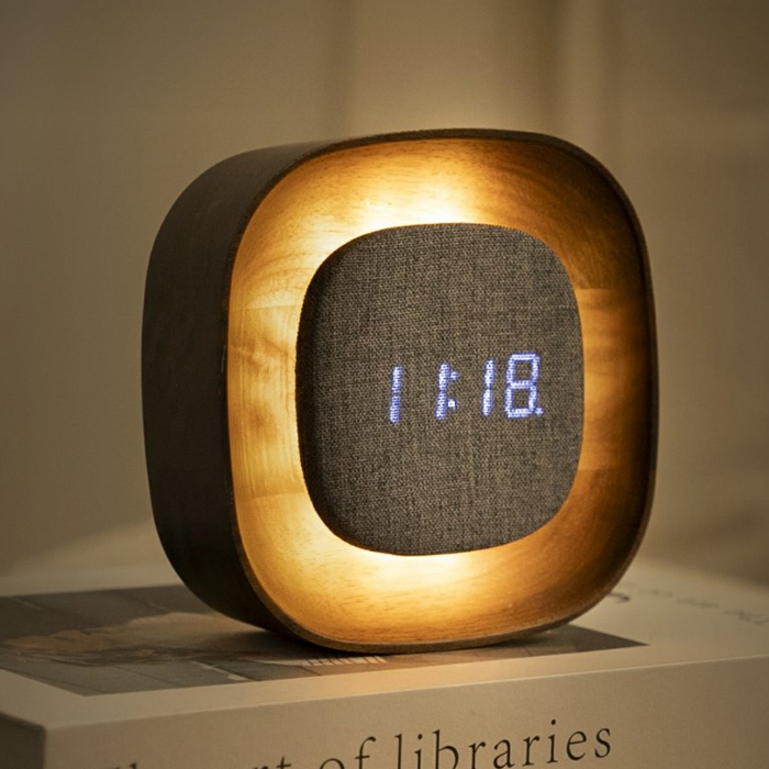 Gingko  Lumos Clock Square Walnut