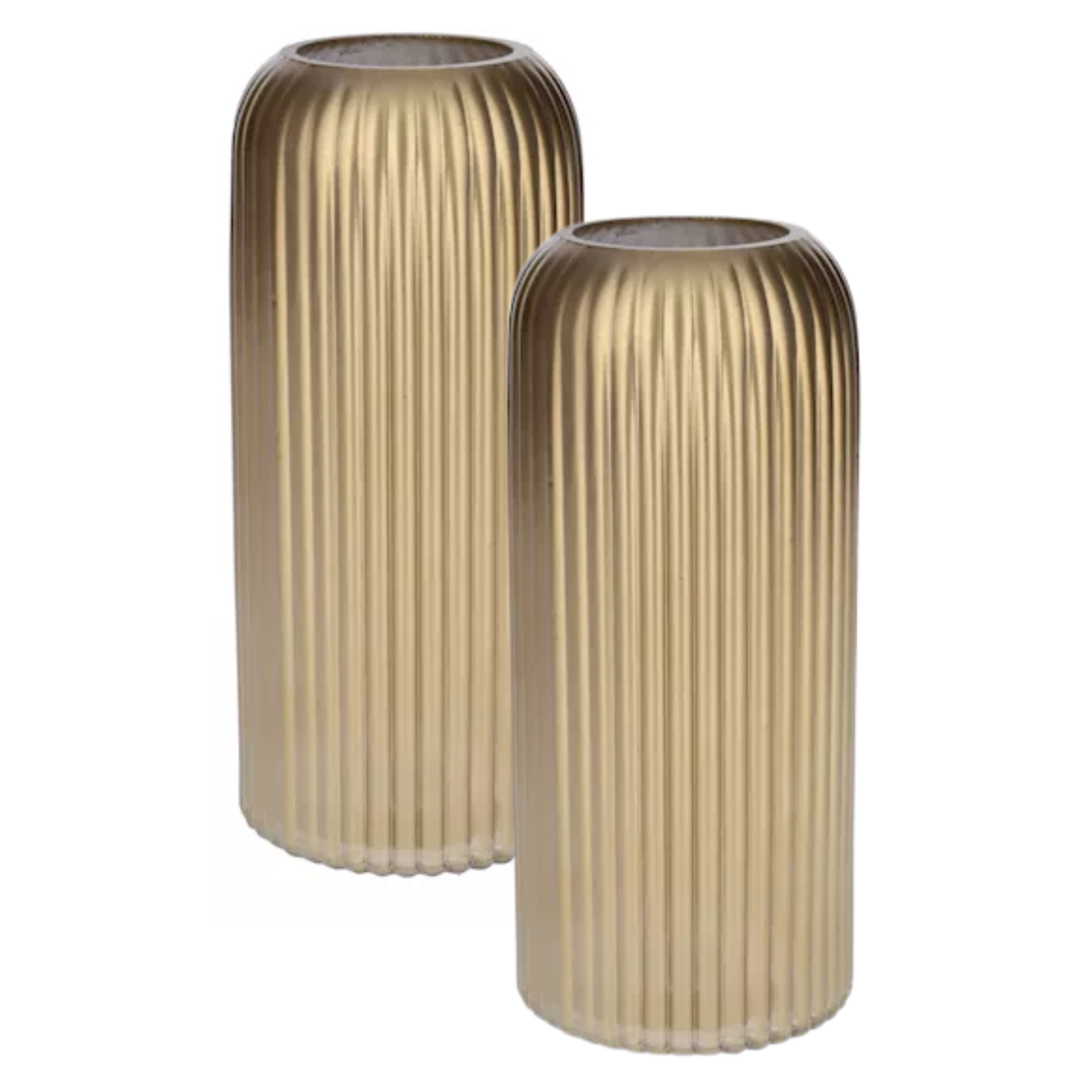 Bellatio Design Bloemenvaas - 2x - metallic goud - glas - D10 x H25 cm - vaas -