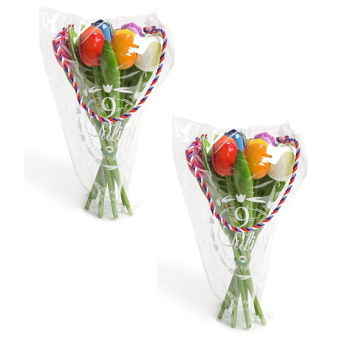 Merkloos 3x Houten tulpen decoratie boeketten cm -
