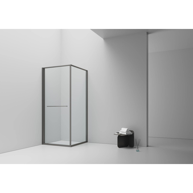 Aloni Inslide Douchecabine - 90x90x200cm - veiligheidsglas - 6mm - omkeerbaar - gunmetal DW-9090GG