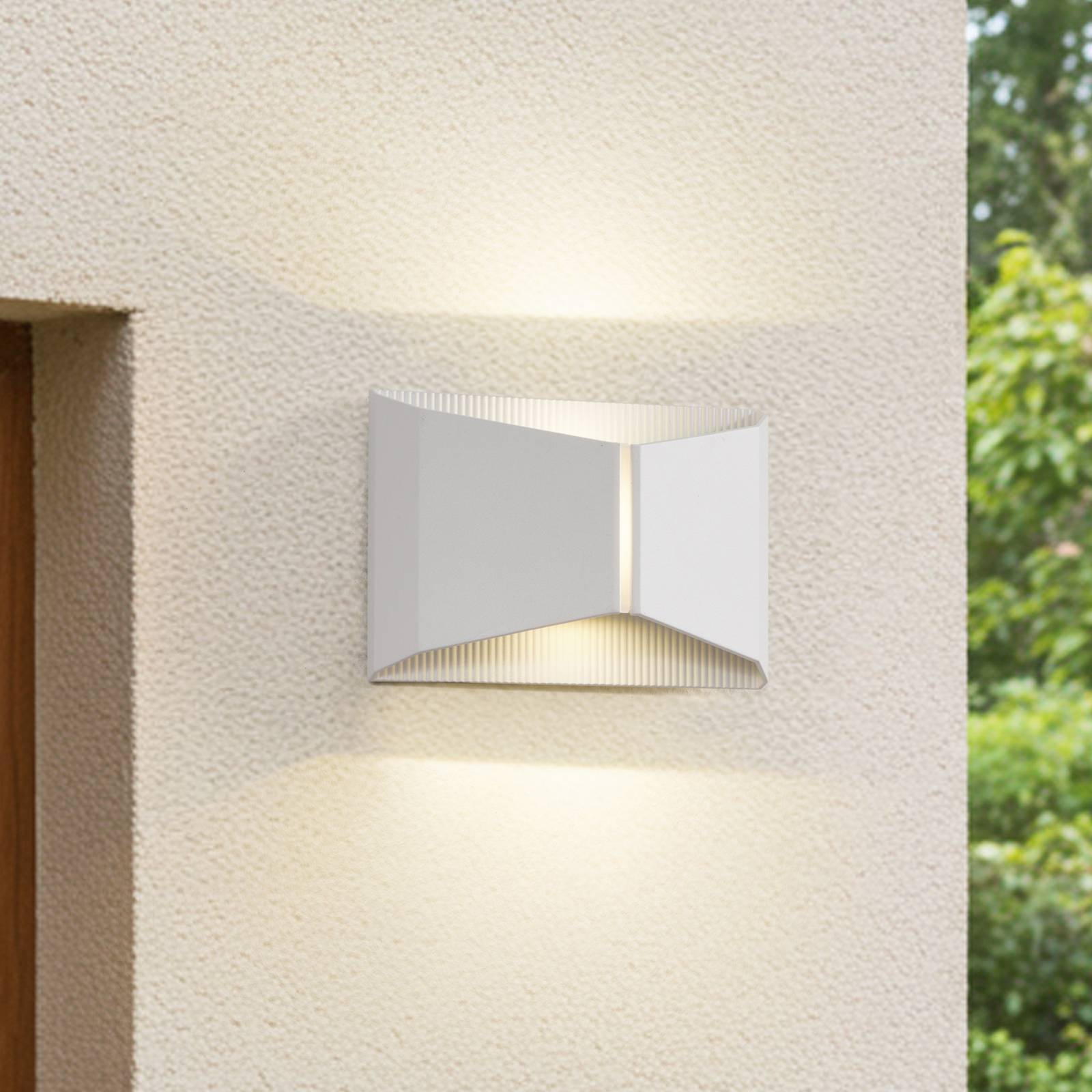 LINDBY LED buiten wandlamp Anlira, wit, Up & down, IP65