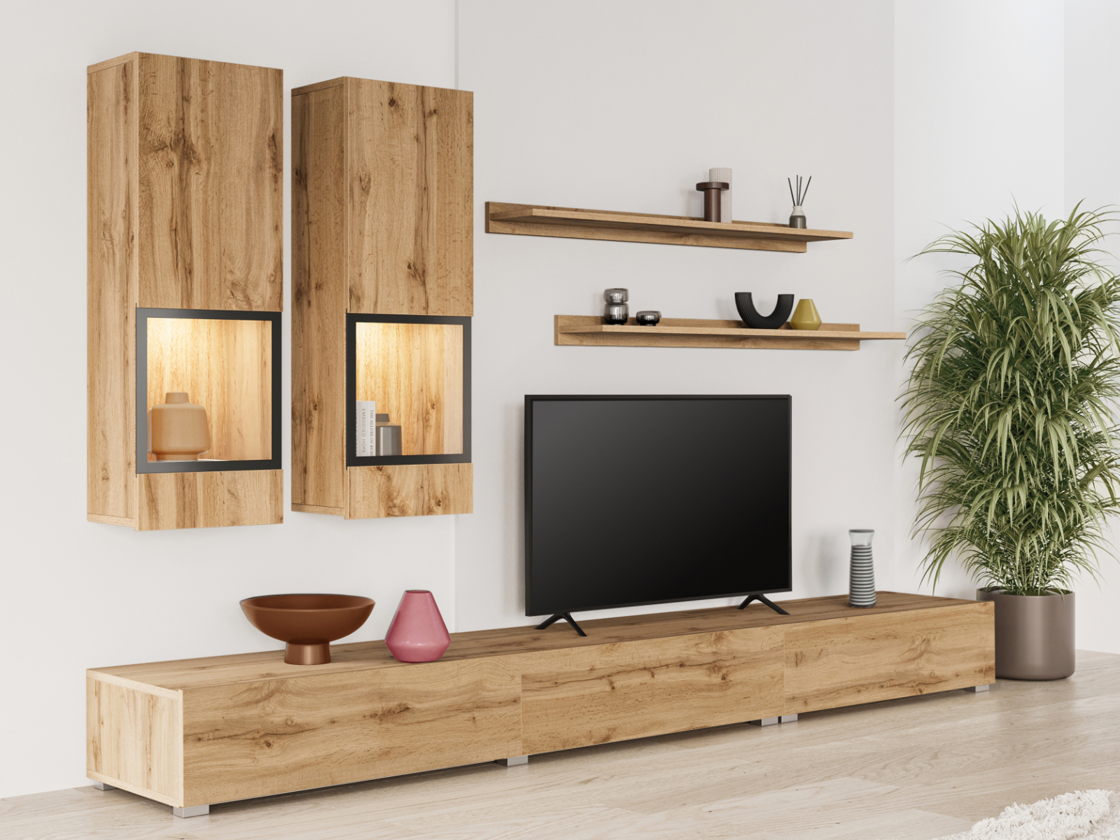 Mobistoxx Tv-meubel set BABEL 5 deuren wotan eik met verlichting