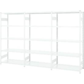 Meet_by_Paperflow Insteekstelling ORDO Professional - stalen - 1 basisrek + 2 aanbouwrekken - modulair - B 2330 x D 835 x H 2500 mm - draagvermogen 1000 kg - 15 legborden -  verkeerswit RAL 9016