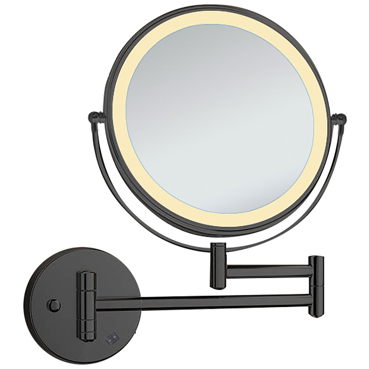 BES LED LED Make-up Spiegel - Scheerspiegel - Afimera Cosmo - Zwart - 3x Vergroting - Wandscharnier - Aan/Uit Schakelaar - Ø20cm