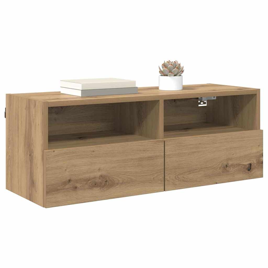 vidaXL TV Wandkast Artisan Eiken 80 x 30 x 30 cm Bewerkt hout
