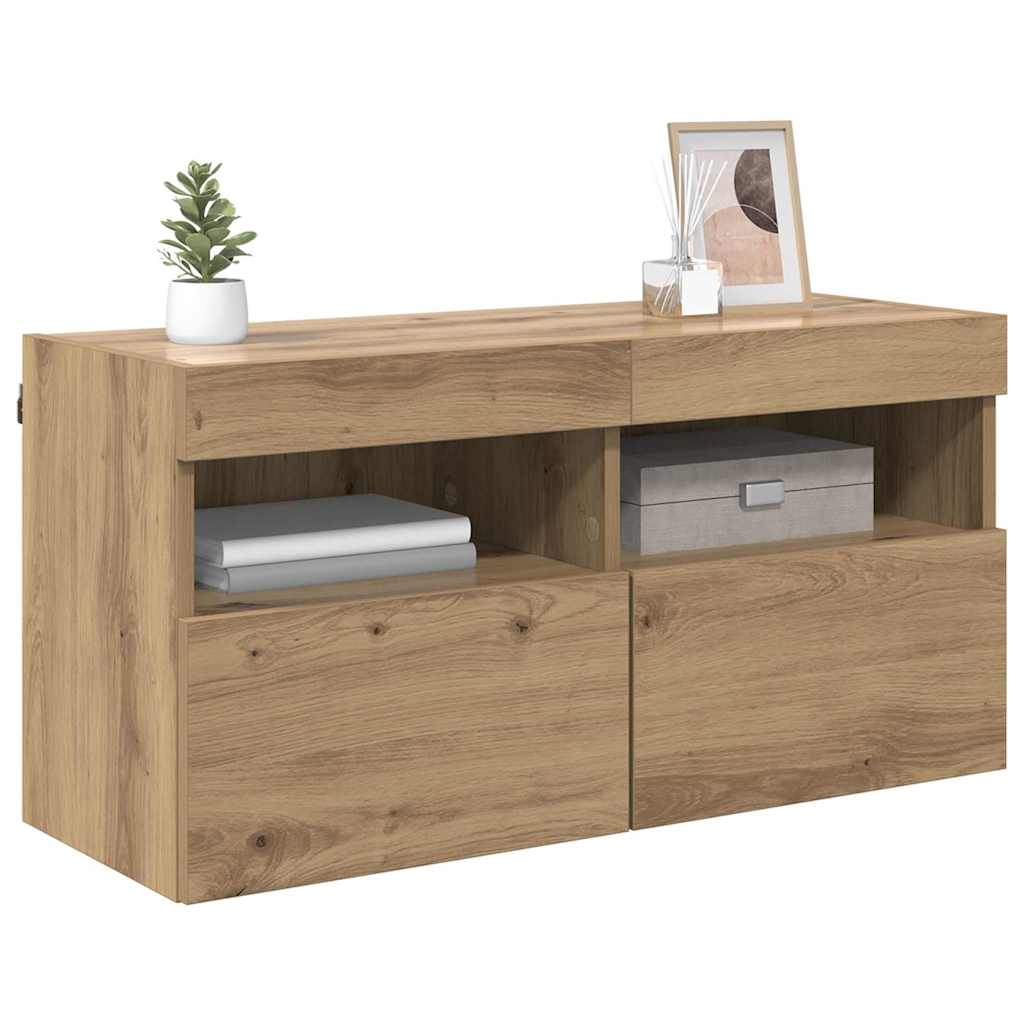 vidaXL TV Wandkast Artisan Eiken 80 x 30 x 40 cm Bewerkt hout