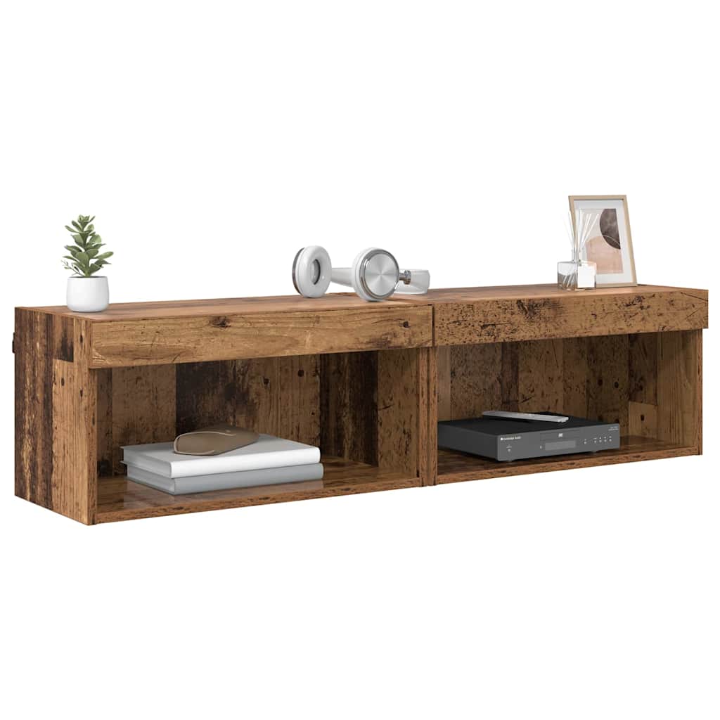 vidaXL TV-kasten 2 pcs Oud Hout 60 x 30 x 30 cm Bewerkt hout