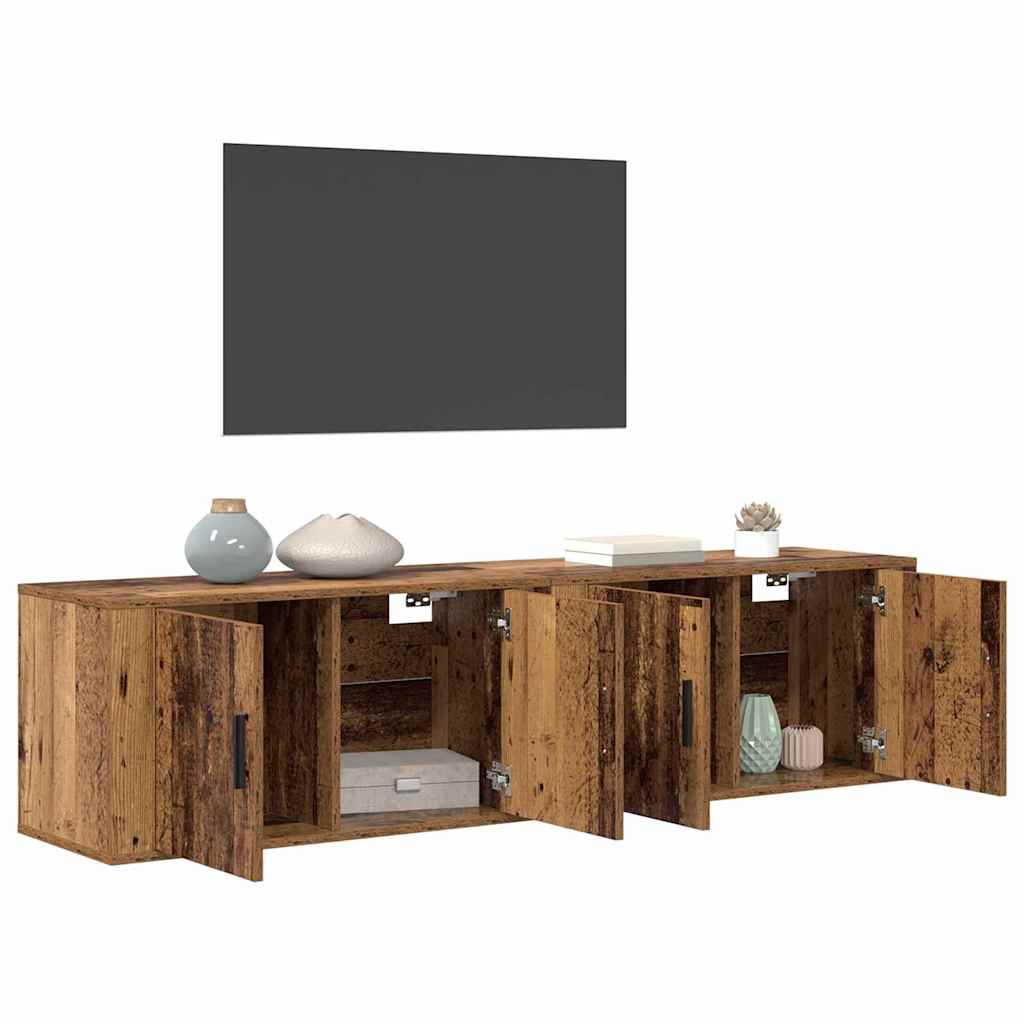 vidaXL Wandtv-kast Set 2 pcs Oud Hout 80 x 34,5 x 40 cm Bewerkt hout