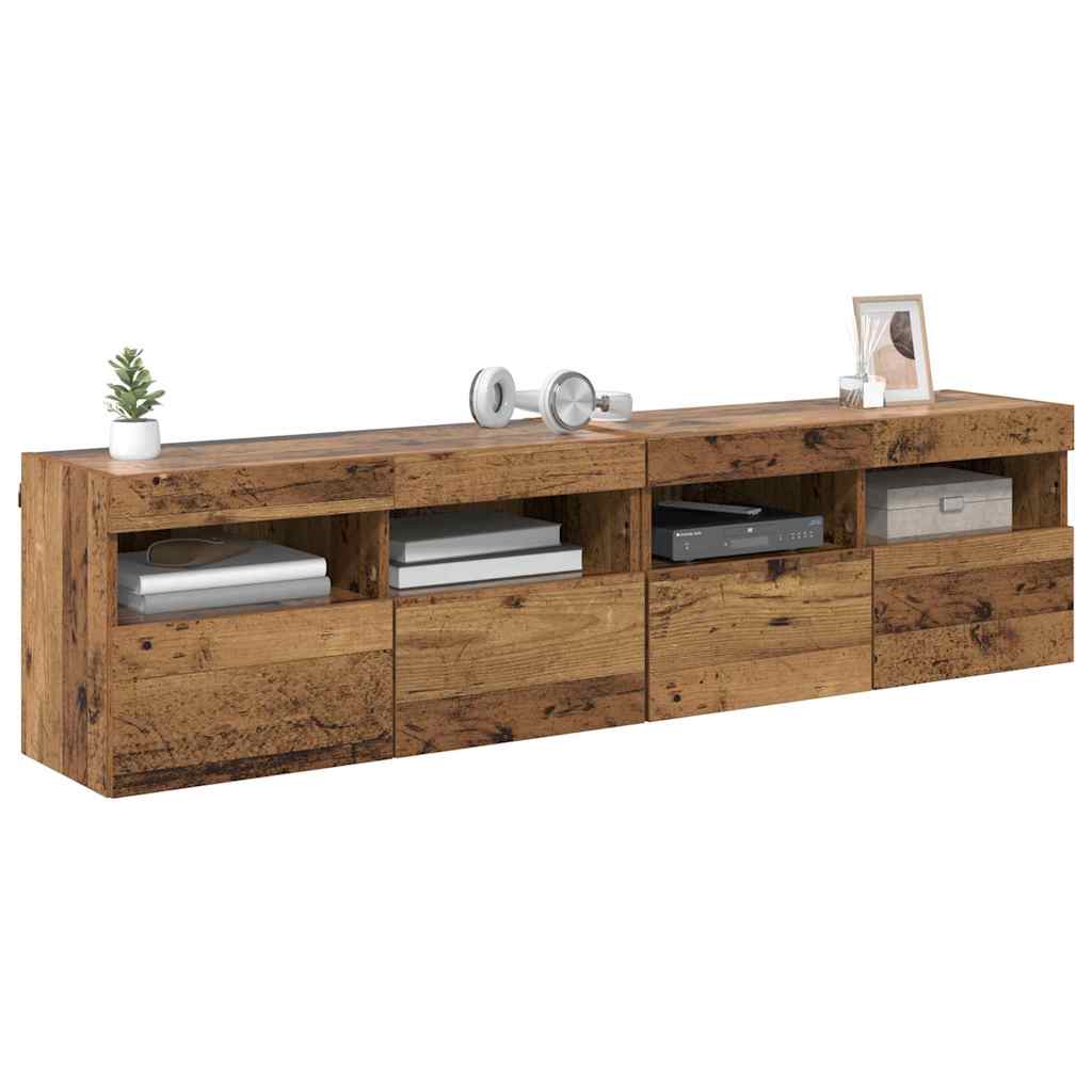 vidaXL TV Wandkasten 2 pcs Oud Hout 80 x 30 x 40 cm Bewerkt hout