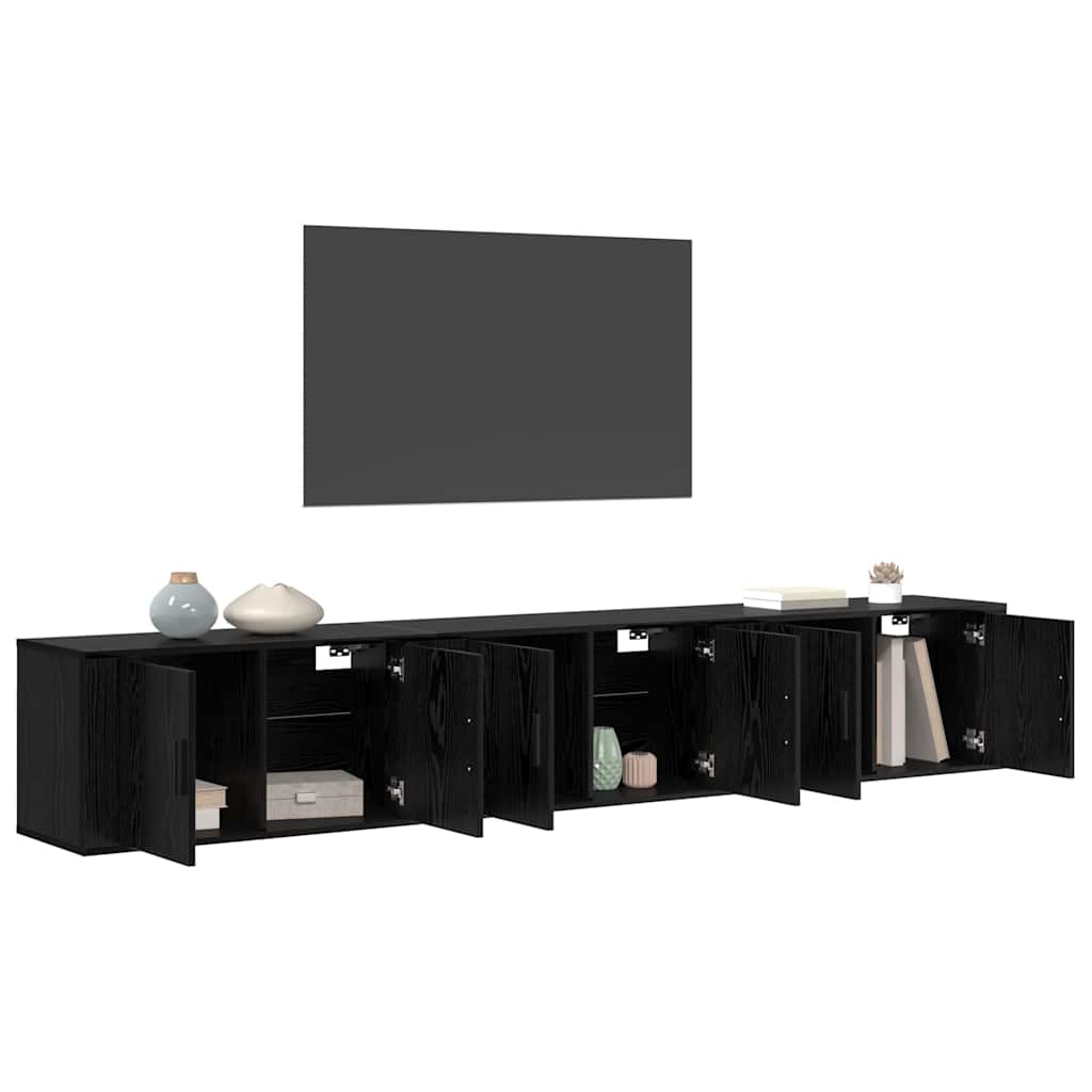 vidaXL Wandtv-kast Set 3 pcs Zwart Eiken 80 x 34,5 x 40 cm
