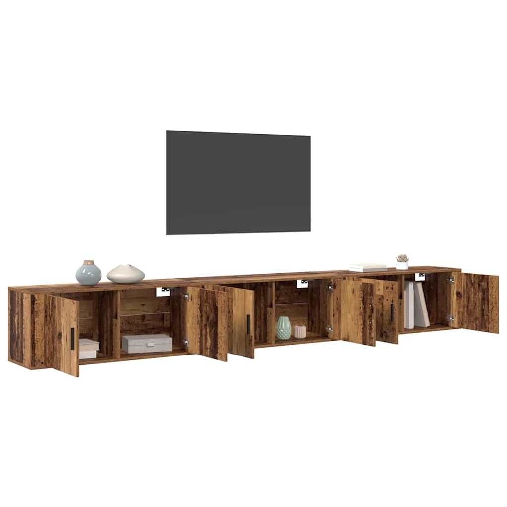 vidaXL Wandtv-kast Set 3 pcs Oud Hout 100 x 34,5 x 40 cm Bewerkt hout