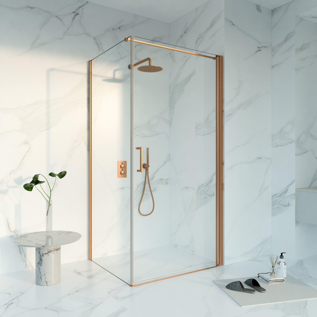 Fortifura Galeria Douchecabine - 90x180x200 - Profiel veiligheidsglas - anti kalk - Geborsteld koper PVD (Koper) SW1122496/SW797920/SW876702