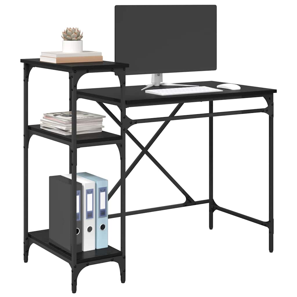 vidaXL Bureau Zwart Eiken 105 x 50 x 90 cm Bewerkt hout