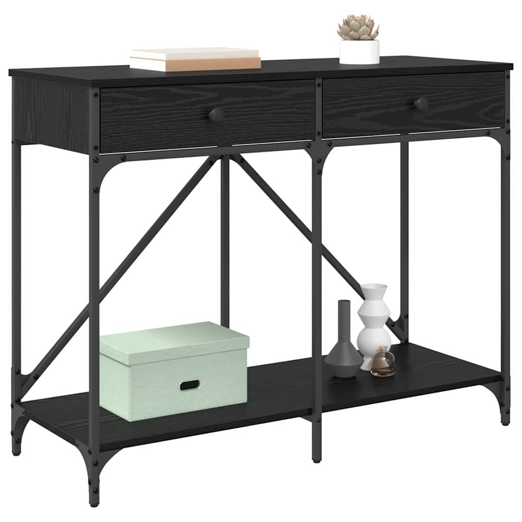 vidaXL Wandtafel met lade Zwart Eiken 100 x 39 x 78,5 cm Bewerkt hout