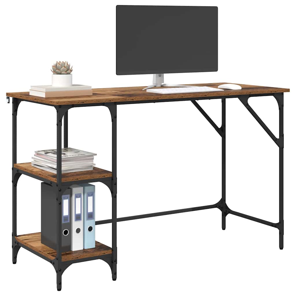 vidaXL Bureau Oud Hout 120 x 50 x 75 cm Bewerkt hout