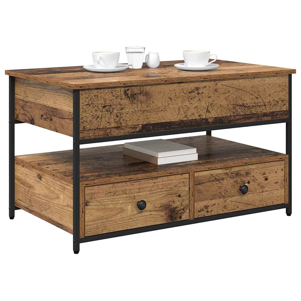 vidaXL Salontafel met lade Oud Hout 85 x 50 x 50 cm Bewerkt hout