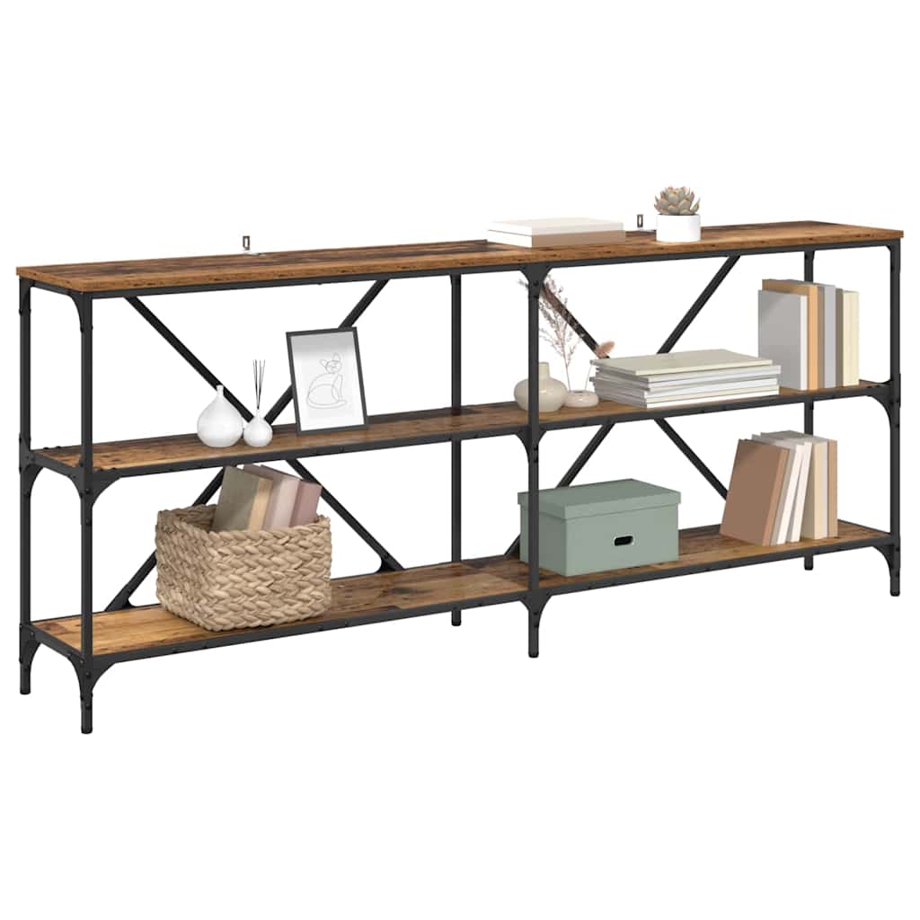 vidaXL Wandtafel met plank met opslag Oud Hout 180 x 30 x 75 cm