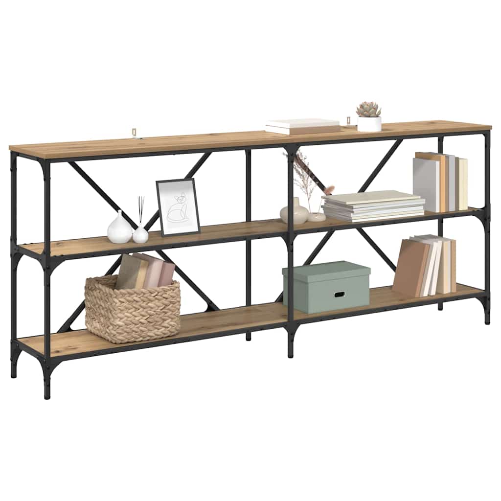 vidaXL Wandtafel met plank met opslag Artisan Eiken 180 x 30 x 75 cm