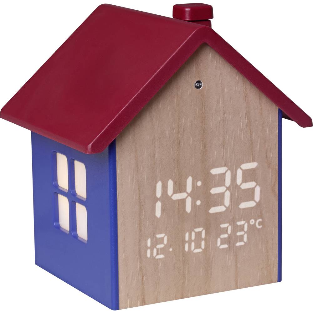 TFA Dostmann 60.2046.06 Wekker Kwarts Blauw, Rood, Hout Alarmtijden 1