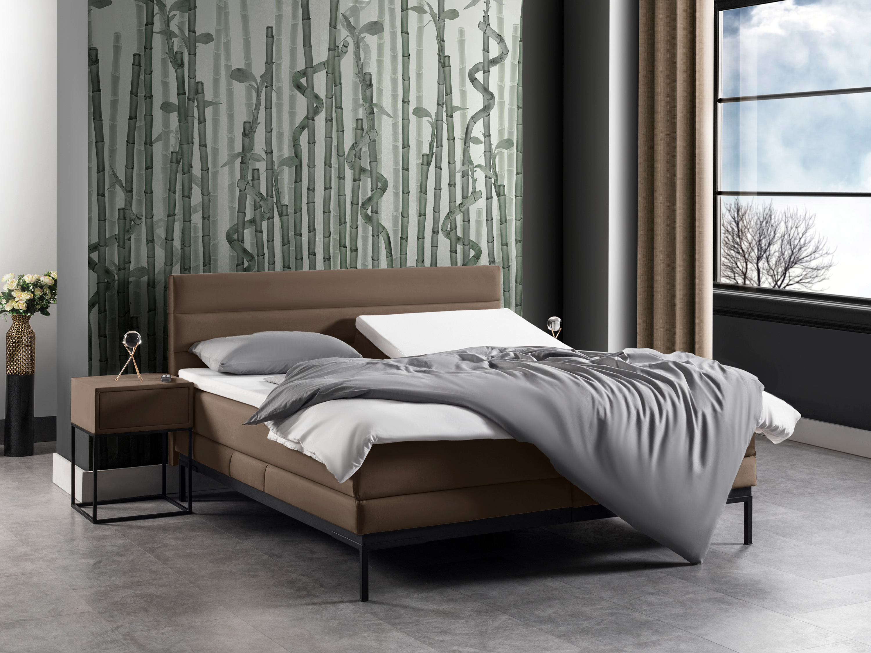 TotaalBED Boxspring Bordeaux elektrisch