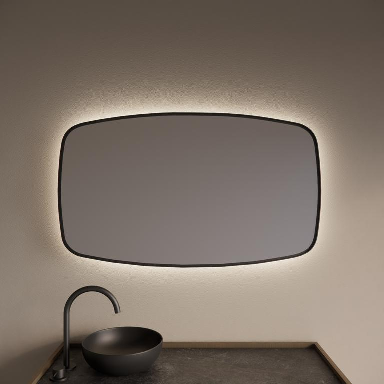 Gliss Design Spiegel  Epos met Indirecte LED Verlichting en Verwarming 140x70cm Mat Zwart