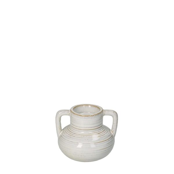 Hd collection Kandelaar fijn aardewerk wit 11x11x9 cm  - 