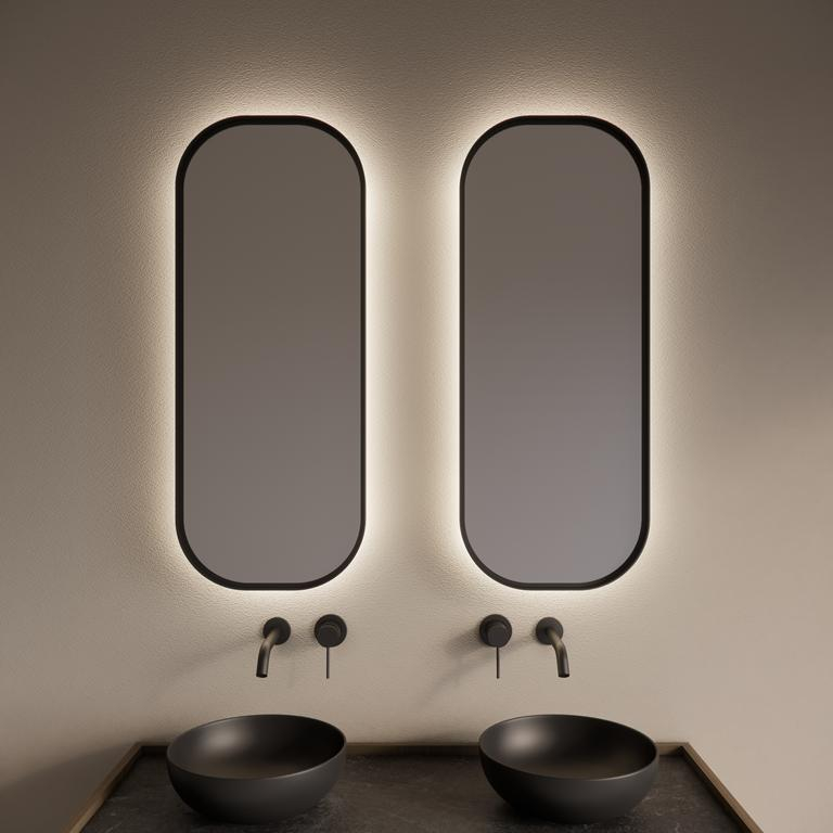 Gliss Design Spiegel  Plato met Indirecte LED Verlichting en Verwarming 50x100cm Mat Goud