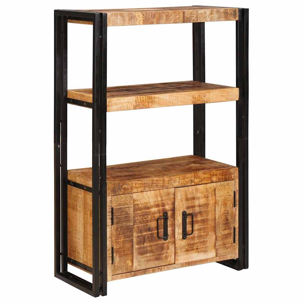 vidaXL Boekenkast met Deuren Bruin Massief Ruw Mangohout en Metaal