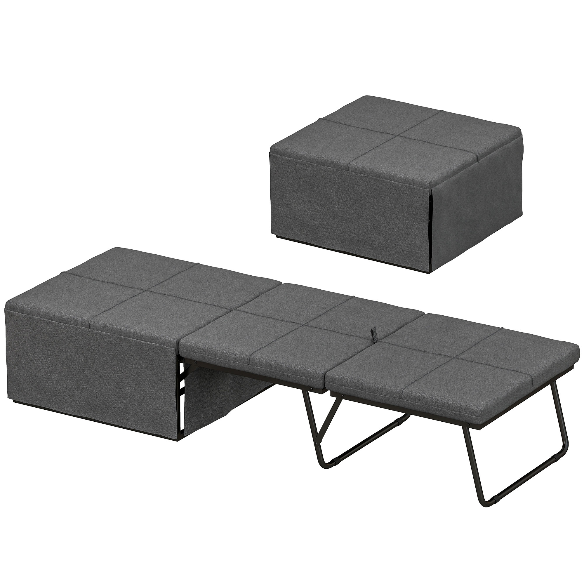HOMCOM opklapbaar bed met matras en stofhoes 190x69x38.5 cm Grijs Logeerbed Stabiele ondersteuning | Aosom.nl
